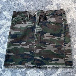 camo denim mini skirt